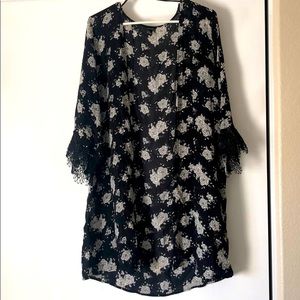 Black Laced Floral Kimono